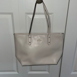 Bone colored Coach Zip Top Tote